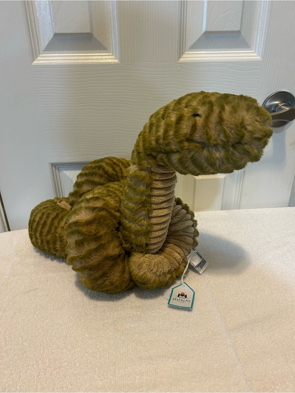 Jellycat Olive and Tan Striped Plush Snake - Picture 3 of 4